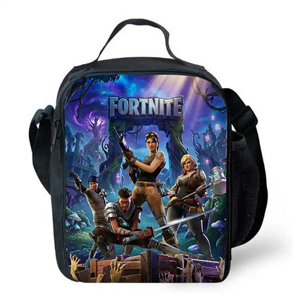 Children's Cartoon Fortnite Picnic Bag For Boys and Girls Age 5-10，Kids Insulated Cooler Lunch Bags Cute Portable Lightweight