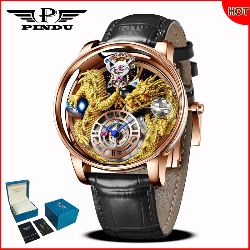 Relógio masculino PINDU Design 2025 NOVO Diamond Tourbillion, relógio de luxo Astronomia de marca premium, quartzo, vidro de safira, impermeável
