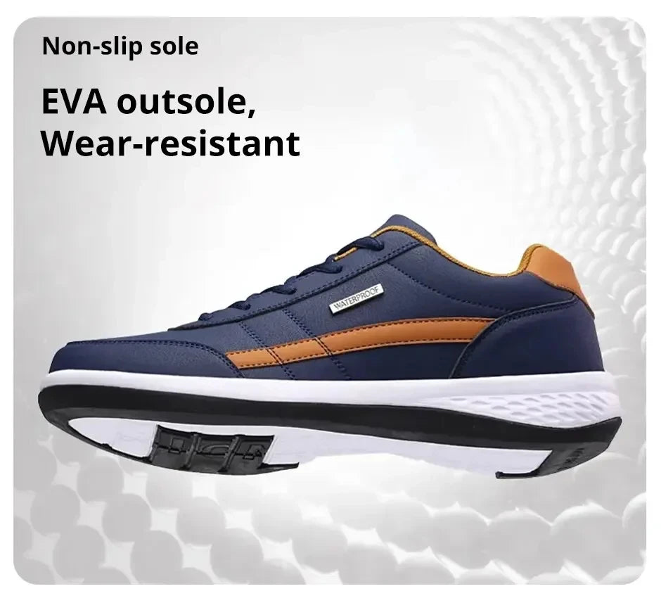 Leather Sneakers for Men, Casual Shoes, Soft Bottom, Outdoor Walking Shoe, Sports, Four Seasons