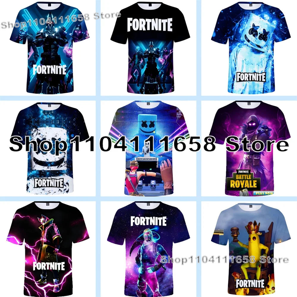 Summer T-shirt Raven Ultima Knight F-Fortnite T Shirt 3D Print Banana Peely Men's Tee Battle Royale Game Tops Birthday Gifts