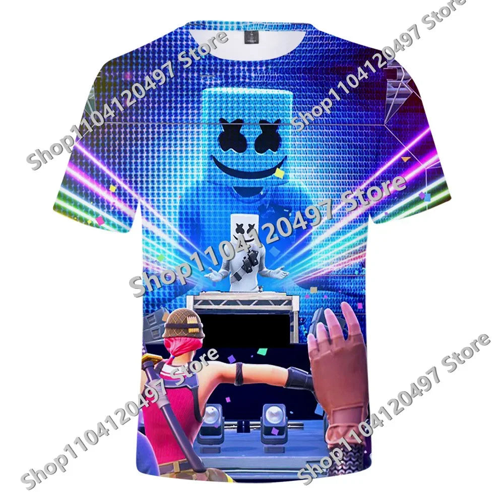 Fortnites Theme Birthday Number T-Shirt Summer Child White Clothes Cartoon Hot Game Short Sleeve Tees Casual Tops Funny Gifts