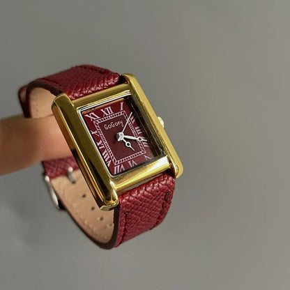 Luxury Square Small Watch Retro Womens Girls Quartz Watches Tiny Female Watch for Women Dresses Lady Fashion Gift for Girlfriend