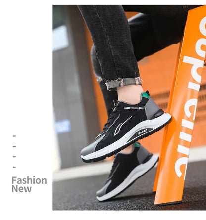 Men's Fashionable Korean Style Lace-Up Casual Running Shoes Comfortable Breathable Thick Bottom Sports Sneakers
