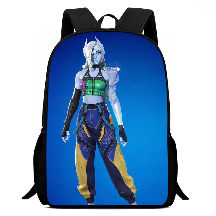 Mochila leve Fortnite Cartoon de 15 polegadas com alças ajustáveis para crianças, saco escolar diário para meninos e meninas dos 5 aos 9 anos