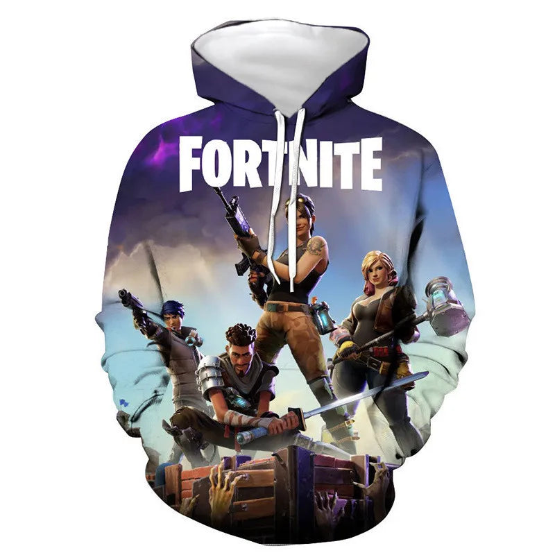 Children's Fortnite 2024 Sweatshirt 3D Digital Printed Hoodie Men's and Women's Pullover Jacket Long Sleeve Children's Gift