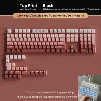 Conjunto de 133+ teclas OEM em gradiente para teclado mecânico gaming com switches Cherry MX, PBT retroiluminado RGB, layout ISO