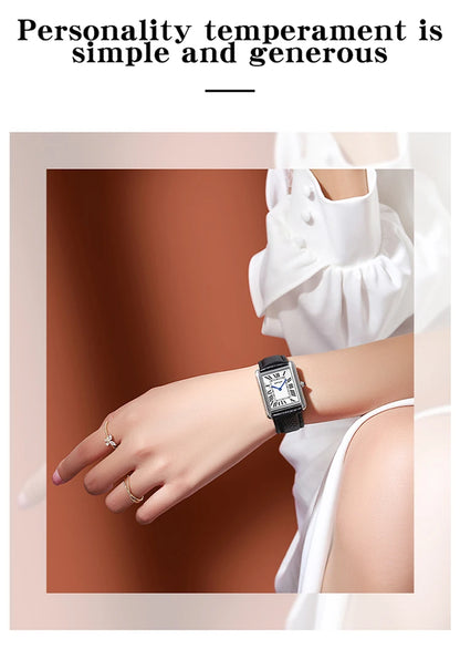 SANDA New Couple Tank Watches Wear Resistant Leather Strap Luxury Square Dial Waterproof Sports Casual Men Women Quartz Watches