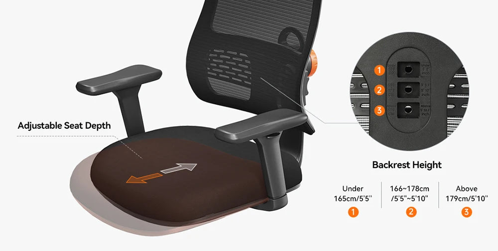 NEWTRAL Ergonomic Office Chair, Auto-Following Backrest, Adaptive Lower Back Support, Adjustable Headrest Seat Depth Computer Chair