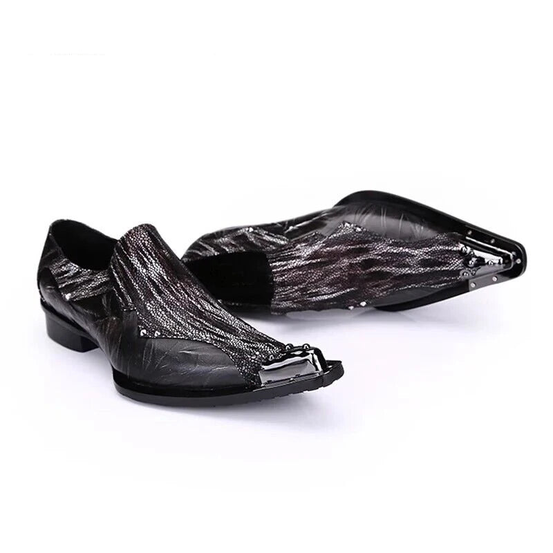 Men Luxury White Gold Metal Toe Oxford Elegant Loafers Slip On Dress Shoes Formal Wedding Party PU Leather Shoes Size 38-46