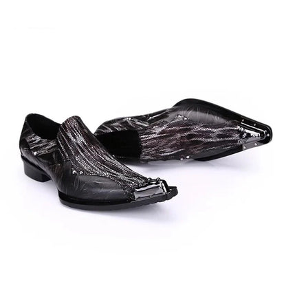 Men Luxury White Gold Metal Toe Oxford Elegant Loafers Slip On Dress Shoes Formal Wedding Party PU Leather Shoes Size 38-46