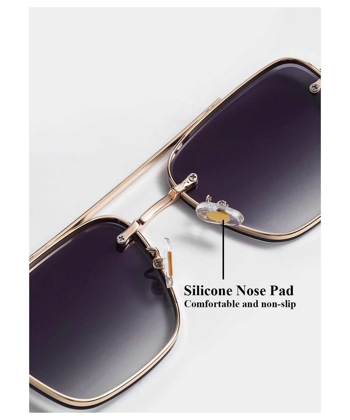 Ruiao Square Mens Designer Sunglasses Metal Frame Gradient Luxury Shades UV400 Rectangle Pilot Sun Glasses for Men