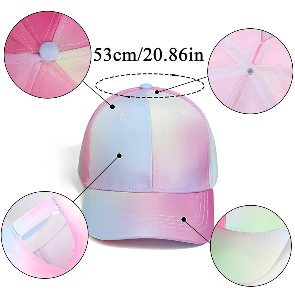 Hot High Ponytail Kids Hat Baseball Cap For Girls Boys Travel Sun Hat Adjustable Children Peaked Caps Hollow Back Ponytail Caps