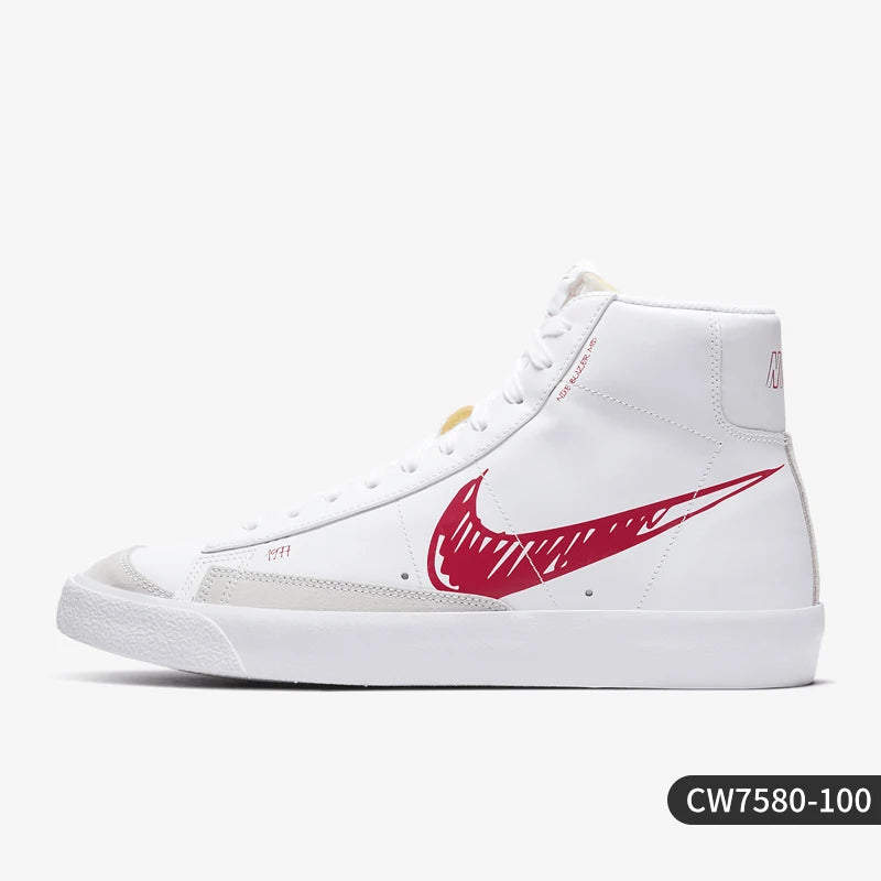 Nike autênticos BLAZER MID VNTG 77 SL Trail Blazer manuscript ténis de skate para homem CW7580-100