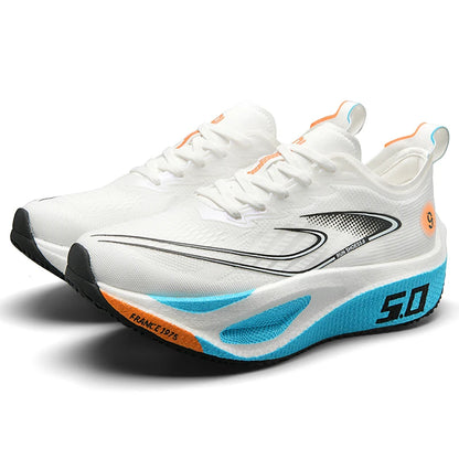 FourSeasons Men's Sports Sneakers CarbonPlate Running Shoe，Breathable Marathon Racing Comfortable Athletics Training Shoes Walki