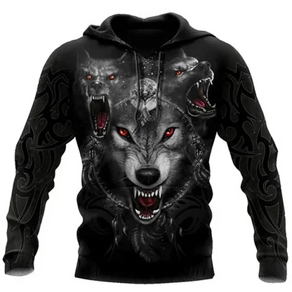 Fashion Spring Autumn Wolf Animal Men's Hoodies 3D All Over Printed Sweatshirt Unisex Pullover Casual Jacket Streetwear Coat 4XL