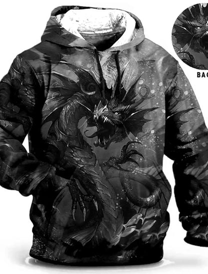 Chinese New Year Dragon Hoodie Mens Graphic Animal Prints Daily Classic Casual 3D Pullover Streetwear Hoodies Long Sleeve Hooded