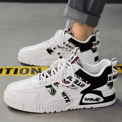 High Quality Men's Sneakers Light PU Leather Casual Shoes for Men Lace Up Flats Luxury White Black Tenis Shoes Zapatillas Hombre