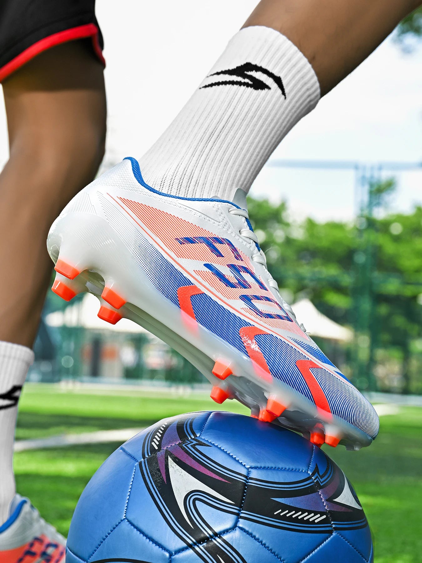 AG/FG Football Boots Kids Youth Teenagers PU+Fabric Upper TPU Sole Non-Slip Firm Ground Training