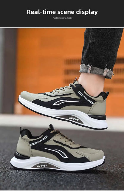 Men's Fashionable Korean Style Lace-Up Casual Running Shoes Comfortable Breathable Thick Bottom Sports Sneakers