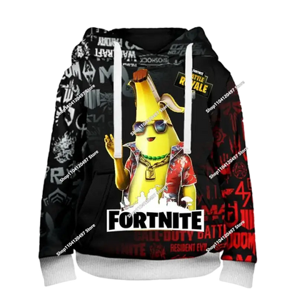 Dziecięca odzież jesienna: bluza z kapturem typu pullover, T-shirt, nowa kolekcja Fortnite, codzienna odzież dziecięca, wygodny streetwear