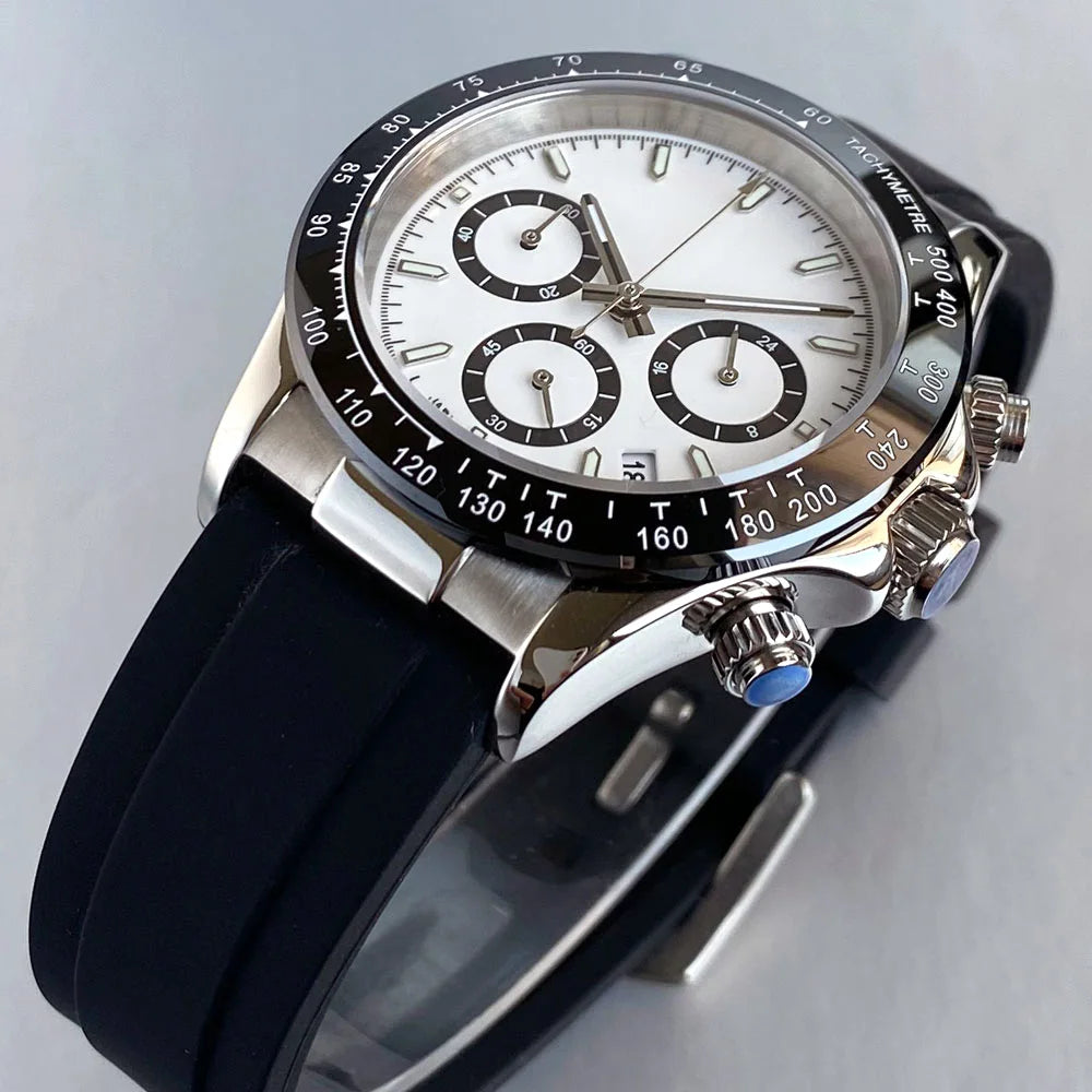 Relógio de Luxo para Homem VK63 com Movimento de Quartzo, Cronógrafo Business, 39mm, Aço/Ouro Rosa, Data, Mostrador Luminescente, Cronógrafo Completo