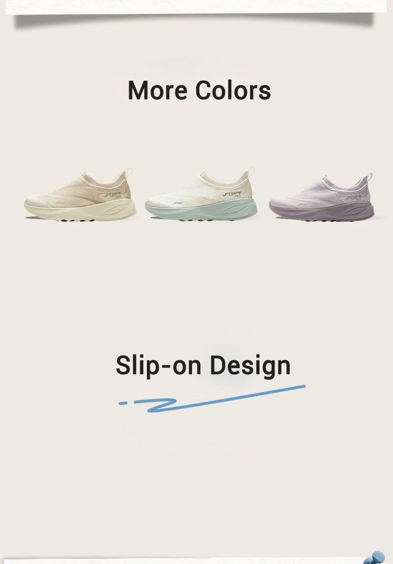 Li-Ning Women's SOFT GO 2 Slip-on Casual Walking Shoes COMFOAM Breathable Flexible LiNing Comfortable Sports Sneakers AGLV006