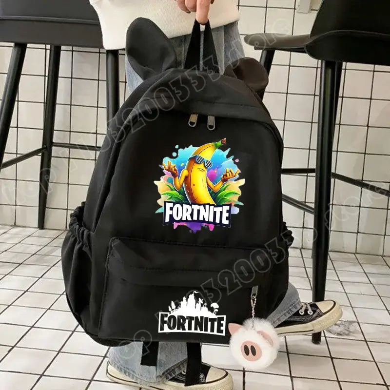 New Fortnite Cartoon Backpack Boy Girl Casual Schoolbag Large Capacity Student Bag Rabbit Ears Travel Backpack Stationery Gift