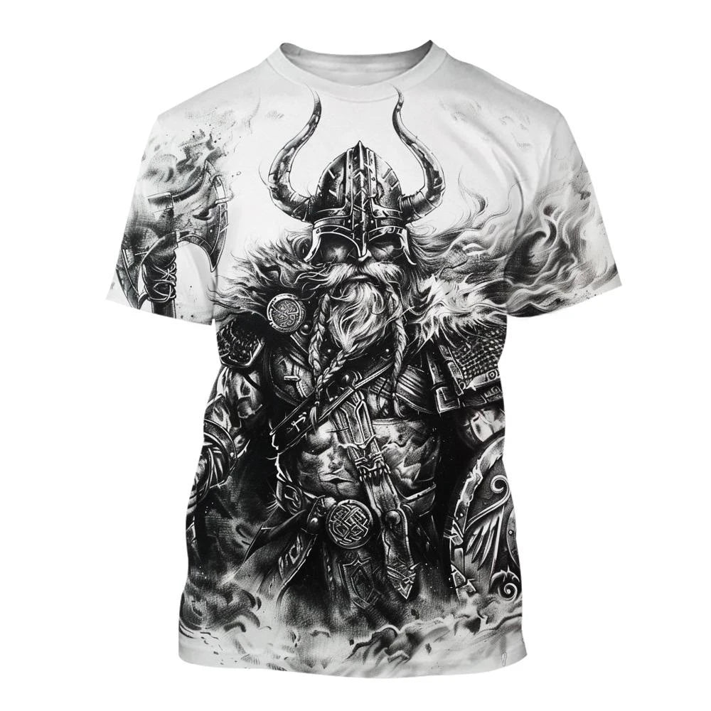 Tricou 3D nou pentru bărbați, cu mânecă scurtă, model tatuaj cu linii negre și albe, top street hip-hop Harajuku cool