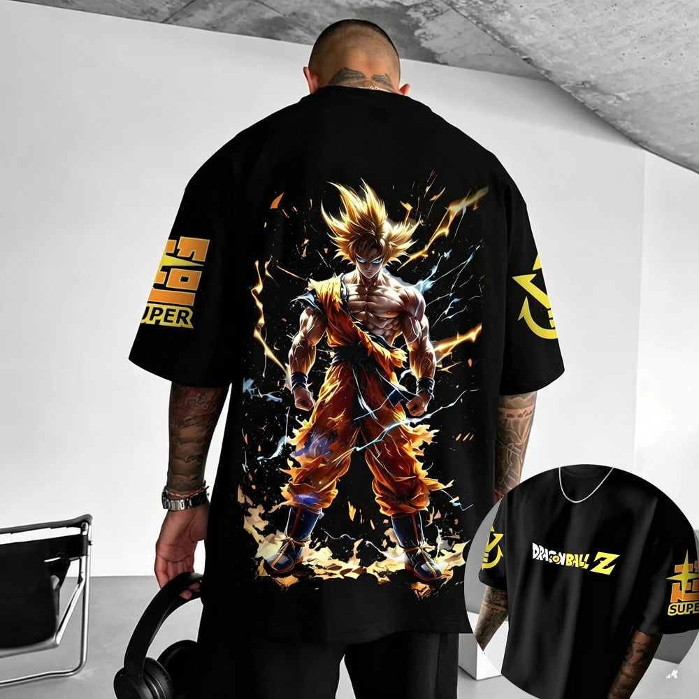 Dragon Ball Z Son Goku All Forms Broly Blue Aura Group Print Kids Oversized T-Shirt Mens Anime Streetwear Anime Tee For Fans