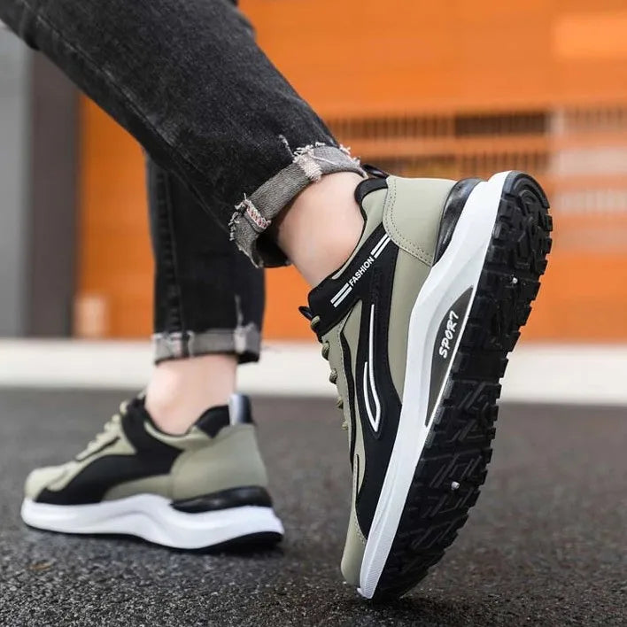 Men's Fashionable Korean Style Lace-Up Casual Running Shoes Comfortable Breathable Thick Bottom Sports Sneakers