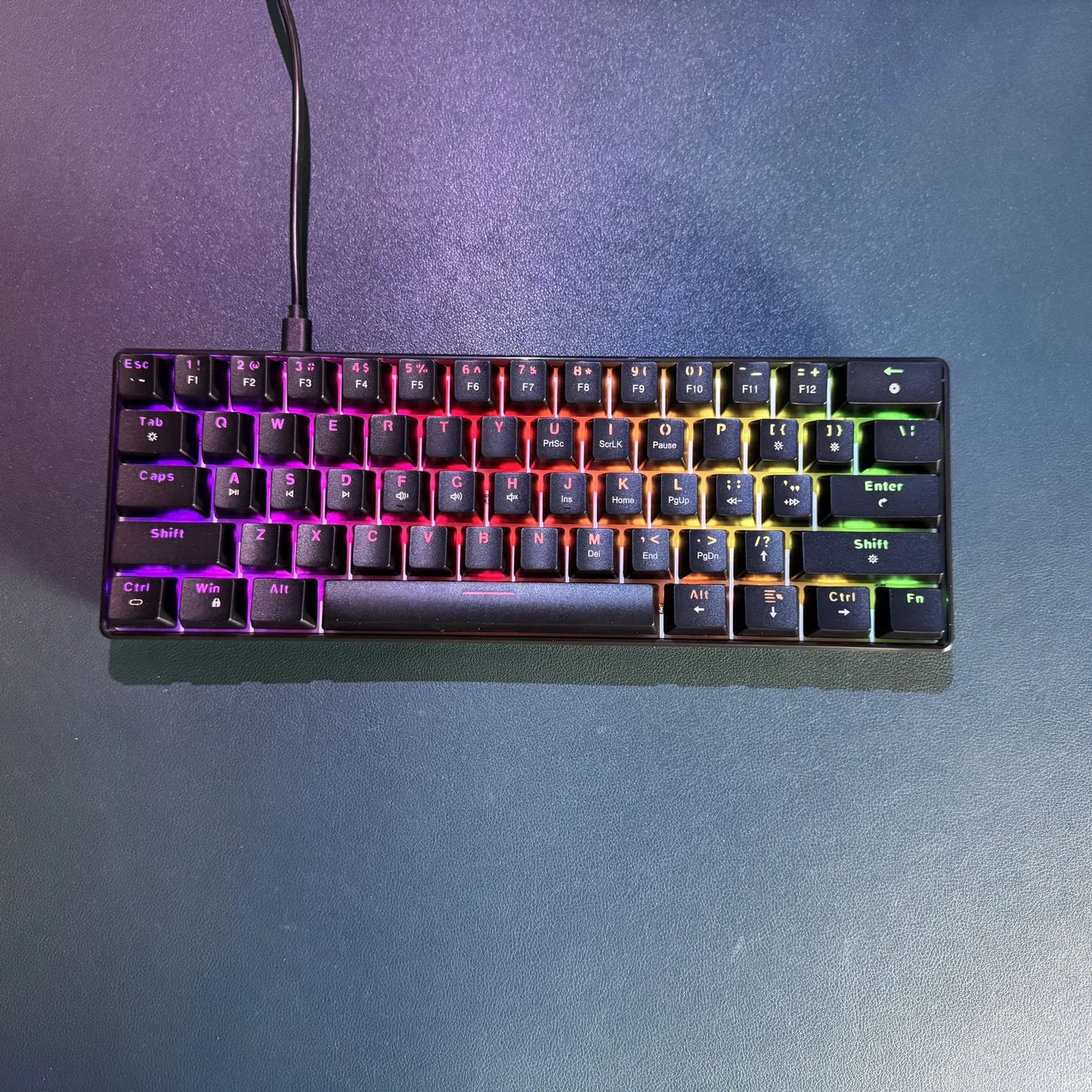 RK61 Wired 60% Mechanical Gaming Keyboard RGB Backlit 61 Keys Ultra-Compact Hot Swappable Red Switch Provides a Smooth