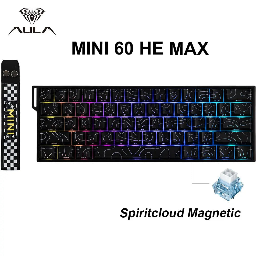 AULA Mini60 HE/Pro/Max 60% Magnetic Switch Keyboard RGB Tri Mode Wireless Mechanical Keyboard 8000Hz 0.01mmRT for PC Gamer Gifts