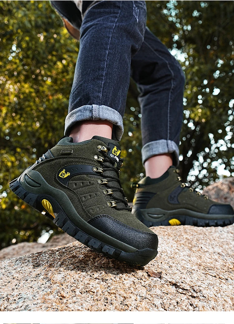 Outdoor trekking shoes autumn winter men waterproof hiking shoes mountain boots genuine leather woodland hunting tactical shoes