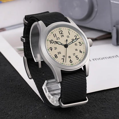 Militado ML05 Military Watch VH31 Sweep Quartz Movement Top Hat Domed Sapphire Crystal Vintage Watch 100m Waterproof Mens Watch