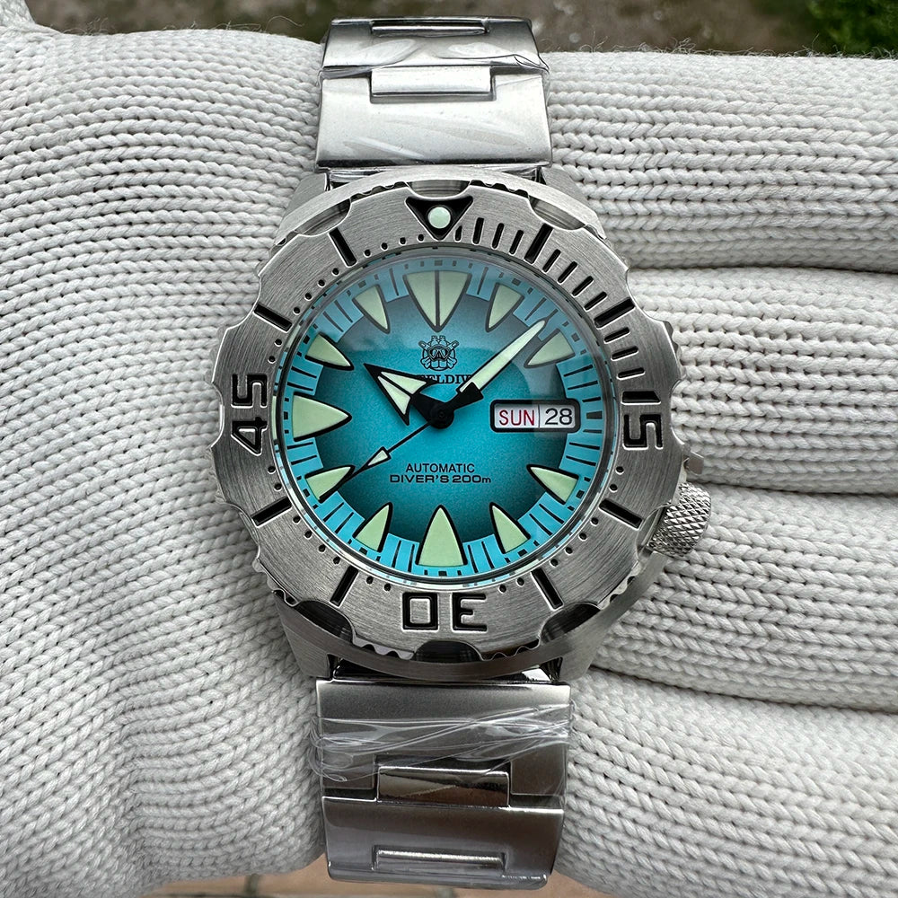 STEELDIVE SD1984 Monster Steel Strap Mechanical Watch NH36 Movt Sapphire Crystal 200M Waterproof Swiss Super Luminous Wristwatch