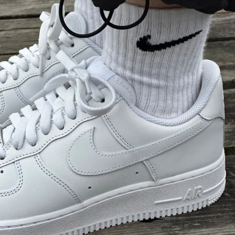 Nike Air Force 1 '07 Women Triple White Leather AF1 Classic Comfortable Air Cushion Board Shoes Casual White Sneakers DD8959-100