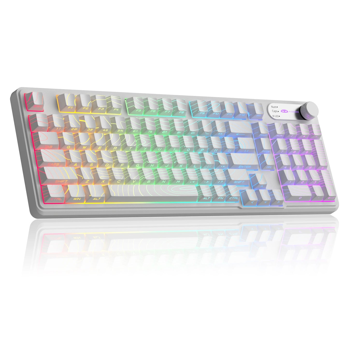 Magegee GK960 Membrane Keyboard Wireless 2.4G BT 98 Keys ABS Side Engraved Keycaps Adjustable RGB Lights for Office Game Windows
