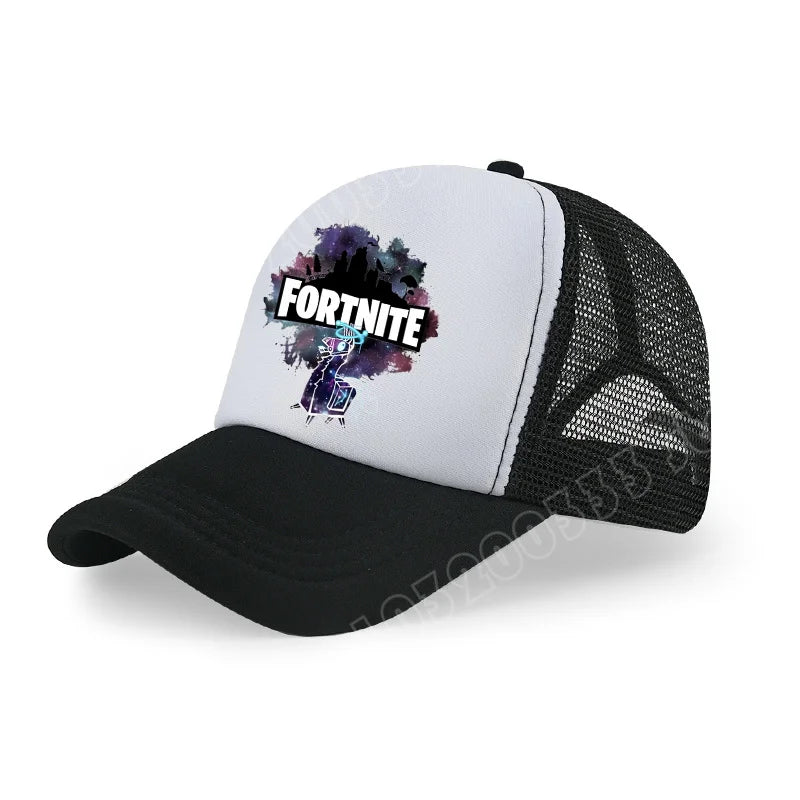 Boné de Basebol Fortnite com Estampa Cartoon do Jogo para Crianças, Boné de Verão em Malha Respirável, Boné Ajustável com Pala, Presente de Aniversário para Crianças