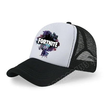 Boné de Basebol Fortnite com Estampa Cartoon do Jogo para Crianças, Boné de Verão em Malha Respirável, Boné Ajustável com Pala, Presente de Aniversário para Crianças