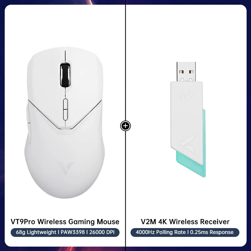 Rapoo VT9PRO PAW3398 Wireless Gaming Mouse 68g Wired Programmable Ergonomic Mice 26000DPI Type C Rechargeable PC Gamer Accessory