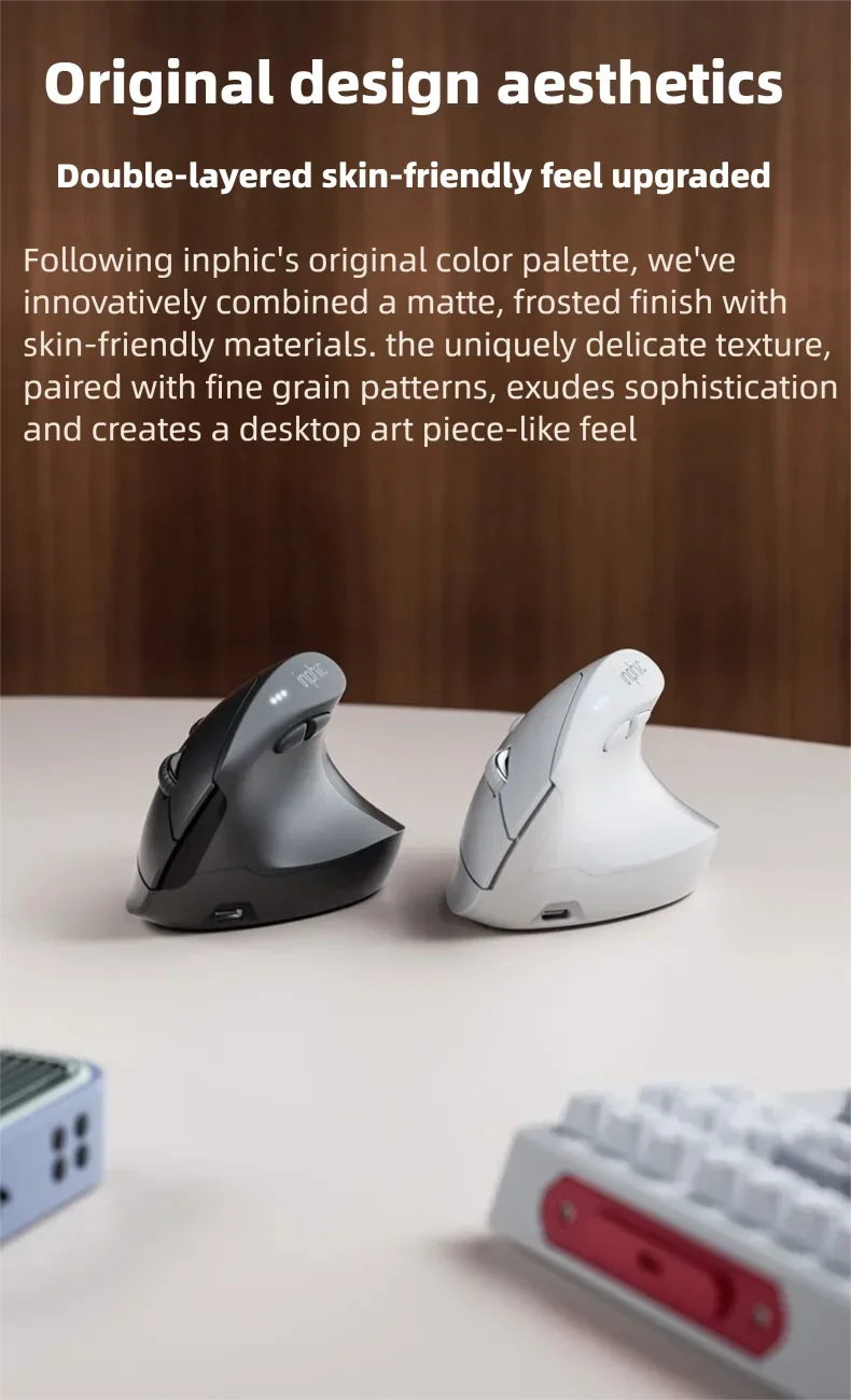 Rato sem fios vertical Inphic X9 PRO, carregamento rápido Type-C, ergonómico e silencioso, para escritório, portátil, PC, computador e gaming