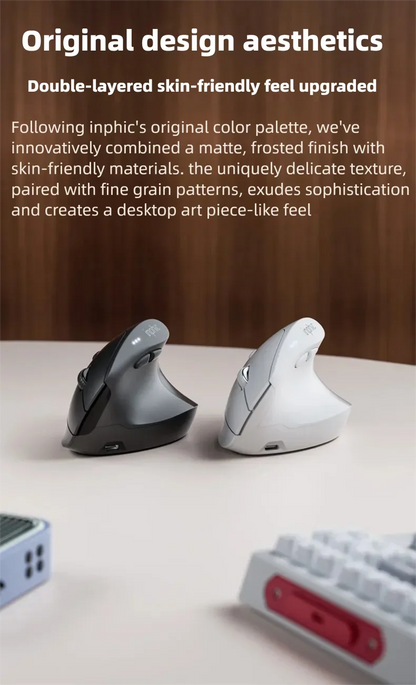 Rato sem fios vertical Inphic X9 PRO, carregamento rápido Type-C, ergonómico e silencioso, para escritório, portátil, PC, computador e gaming