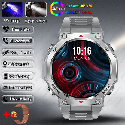 New T-Rex 3 Military Outdoor Sports Smart Watch Men GPS Motion Track 5 ATM Waterproof Heart Rate HD Bluetooth Call Smart Watch