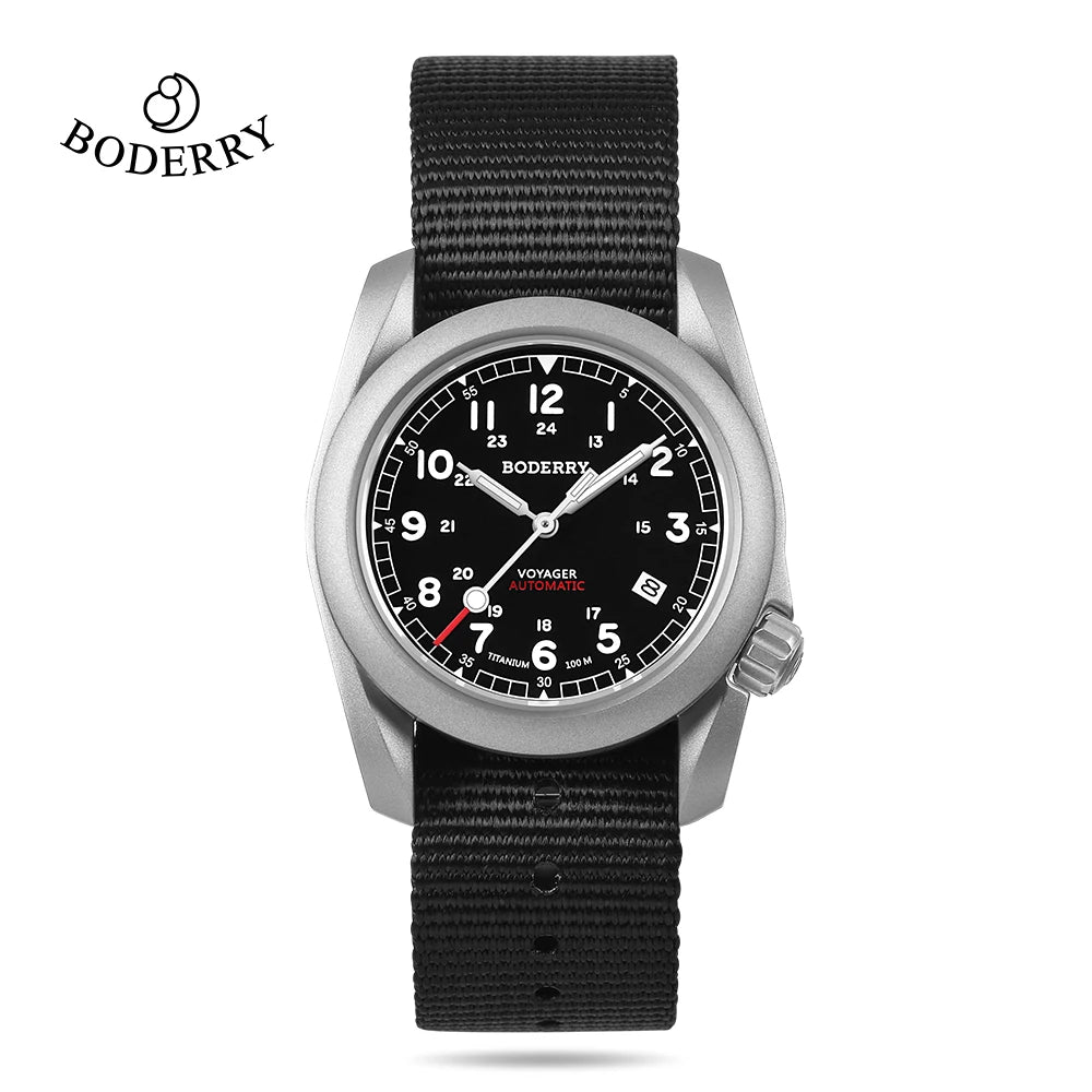 Boderry VOYAGER Field Watches Bronze Case Automatic For Seiko NH35 Watch 100M Waterproof Clock Military Vintage Wristwatch Mens