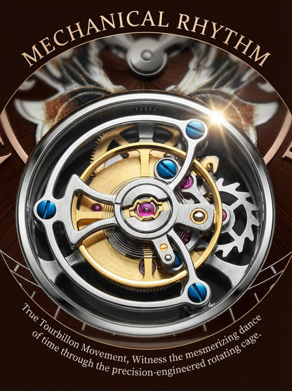 aesop Men's Watch Automatic Movement Mechanical Tourbillon Watch Skeleton Design Stainless Steel Case Waterproof Men's Watch 202