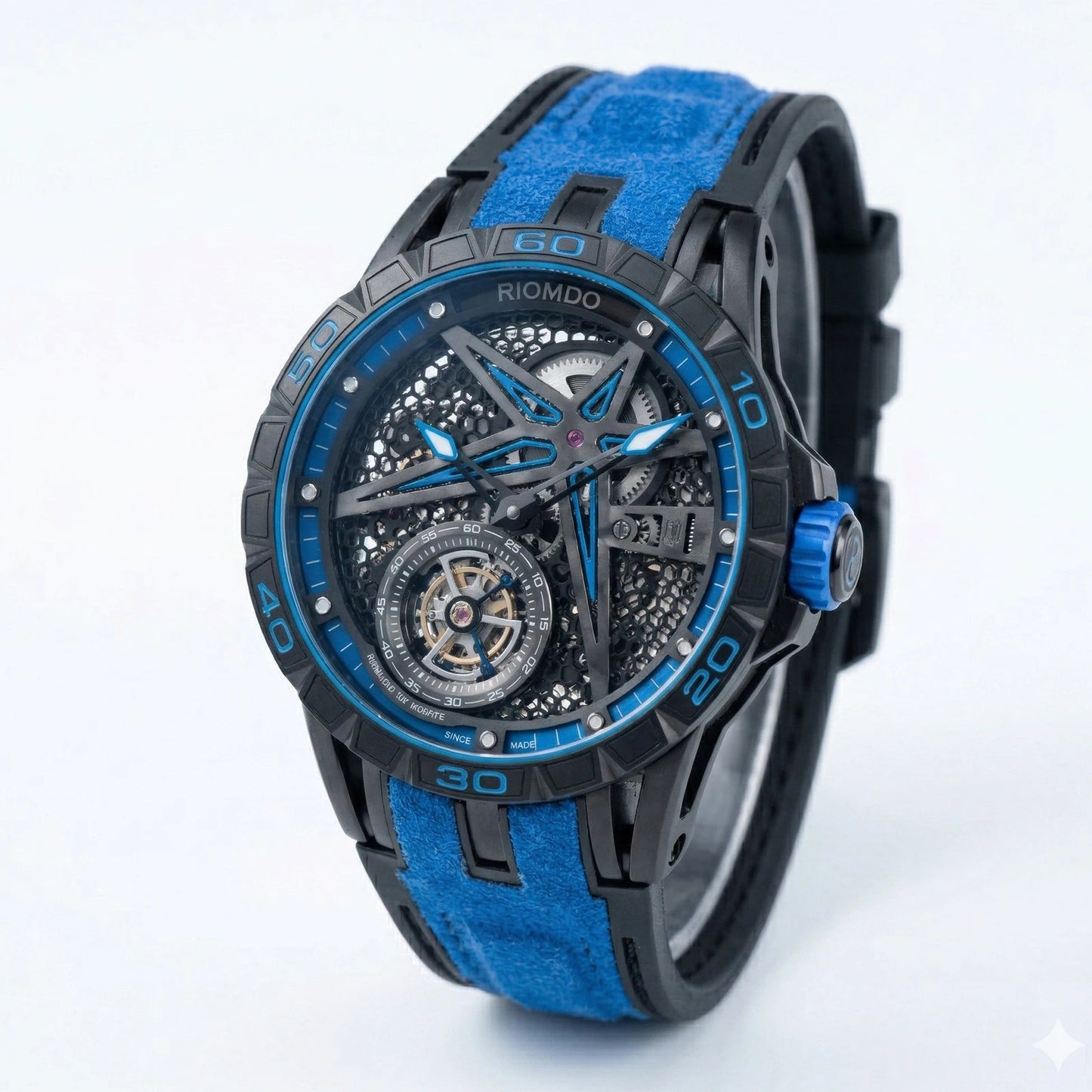 OBLVLO Mens Luxury Machinery Skeleton Dial Mechanical Automatic Watch Analog White Rubber Band Military Watch RD-901