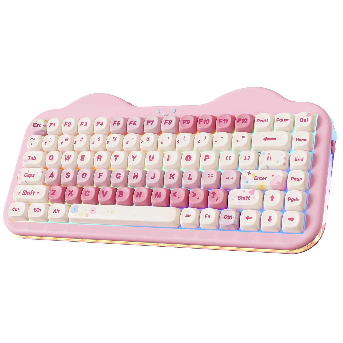Teclado mecânico sem fios YUNZII C75, 75% cremoso com Hot Swap e RGB personalizável, design Gasket Cute Cake, para Win/Mac/Gaming