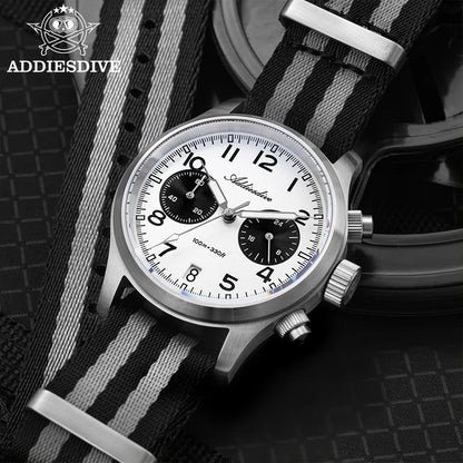 ADDIESDIVE 2025 Novo Relógio Masculino Panda Eye Retro de Luxo VK64 Quartz, Cronógrafo Desportivo para Homem, 100M Impermeável, Luminoso