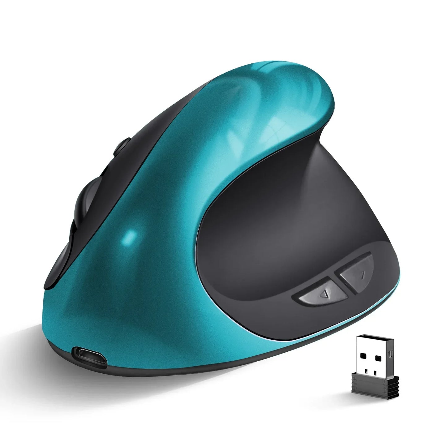 BTS-908 Bestseller — ładowalna pionowa mysz ergonomiczna, bezprzewodowa, odbiornik USB 2.4G, regulowane 1600 DPI, 6 przycisków
