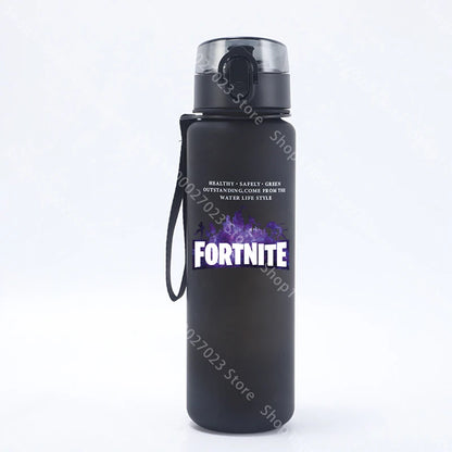 Garrafa de água desportiva Fortnites de 650ML, kawaii, motivacional, à prova de fugas, portátil e reutilizável, para exterior, viagens e ginásio, novo presente giro